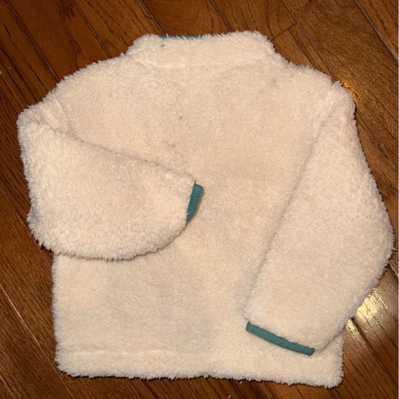 Cat & Jack Teal and Cream Sherpa Zipper Jacket, NEW WITH TAGS, Size 12 months - Picture 5 of 5